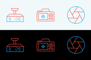 set line camera shutter softbox light and photo vector image