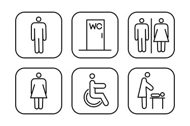 A set of toilet navigation icons wayfinding wc vector