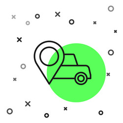 black line map pointer with taxi icon isolated vector image