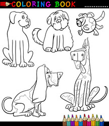 Cartoon dogs or puppies for coloring book vector