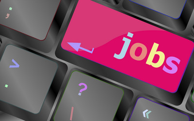 computer keyboard with job enter key - business vector image