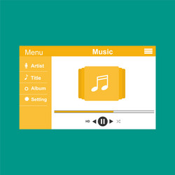 media player application app template with flat vector image