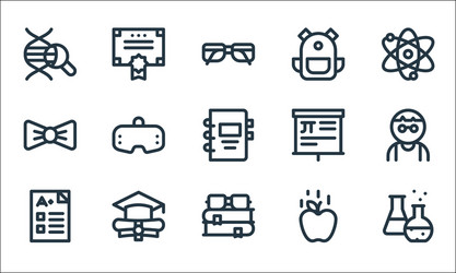 nerd line icons linear set quality vector image
