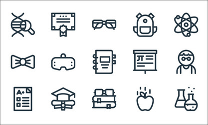 Nerd line icons linear set quality vector