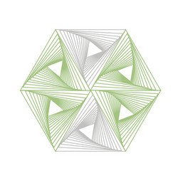 optical forming hexagon with triangles vector image