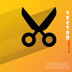scissors flat modern web button with long shadow vector image