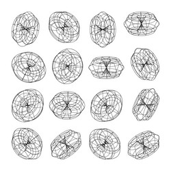 wireframe lined shapes perspective mesh 3d grid vector image