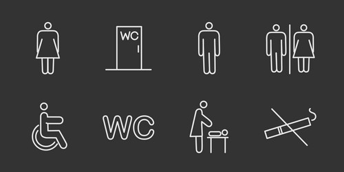 A set of toilet navigation icons wayfinding wc vector