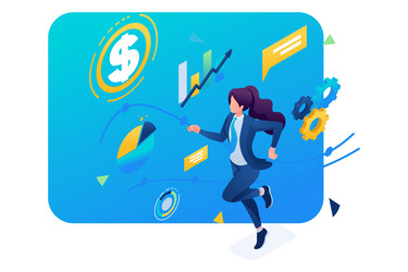 business lady is committed to success 3d isometric vector