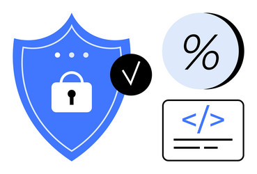 digital security with lock on shield checkmark vector image
