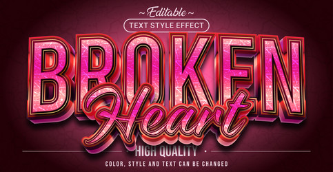 editable text style effect - broken heart vector image