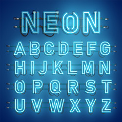 realistic neon font with wires and console vector image