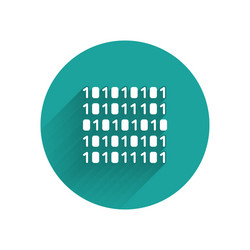 white binary code icon isolated with long shadow vector image