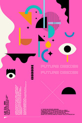 Composition with dynamic and geometric shapes vector