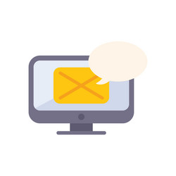 desktop computer displaying email notification vector image