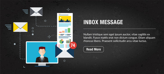 inbox message banner internet with icons vector image