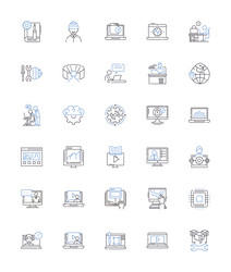 internet location line icons collection web vector