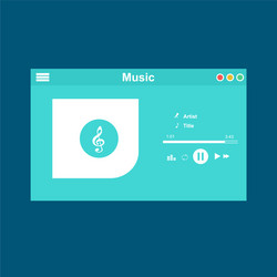 media player application app template with flat vector image