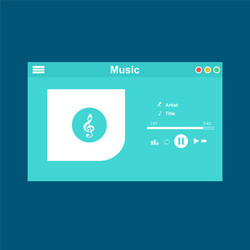 media player application app template with flat vector