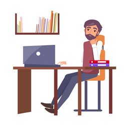 man in office workplace typing computer dreaming vector image