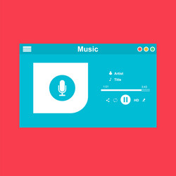 media player application app template with flat vector image
