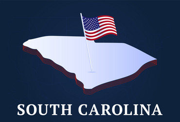 south carolina state isometric map and usa vector