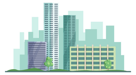 City buildings cartoon downtown urban vector