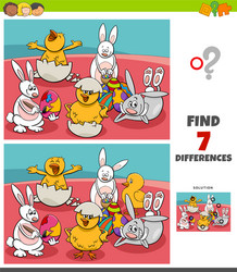 Easter Differences Game - Find the 7 Differences vector image