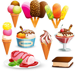 Sweet ice cream poster delicious and tasty set Vector Image