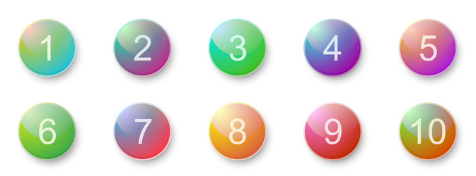 Number bullet points 1 to 10 creative 3d buttons vector