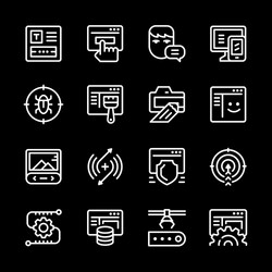 set line icons of web development vector image