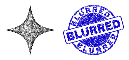 grunge blurred badge and linear irregular mesh vector image