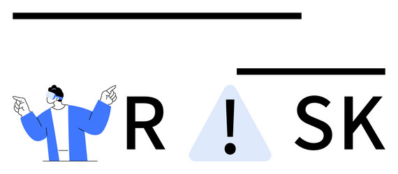 man pointing towards the word risk vector image