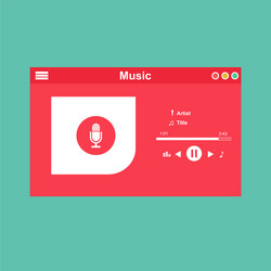 media player application app template with flat vector image