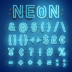 realistic neon font with wires and console vector