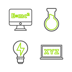 Set line xyz coordinate system light bulb vector