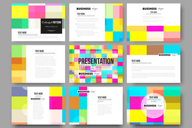 Set of 9 templates for presentation slides vector