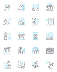 Team dynamics linear icons set collaboration vector