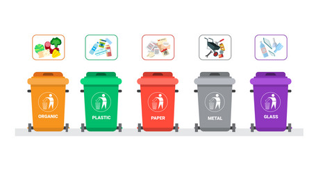 Waste Sorting Container Icons vector