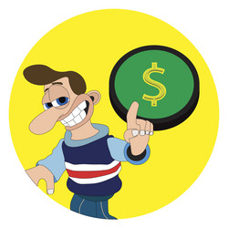 man with a cheeky smile and big nose pointing vector image