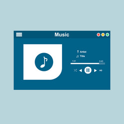 media player application app template with flat vector image