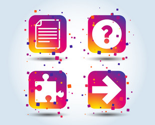 Question mark and puzzle signs file arrow vector