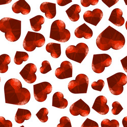 Red Heart Polygon Seamless Pattern vector