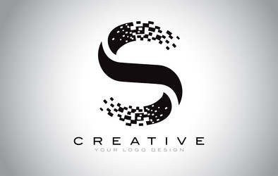 S initial letter logo design with digital pixels Vector Image