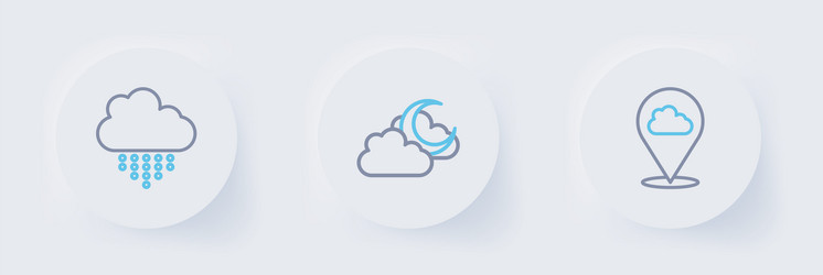 set line location cloud with moon and rain vector image