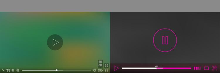 video player window with menu and buttons panel vector