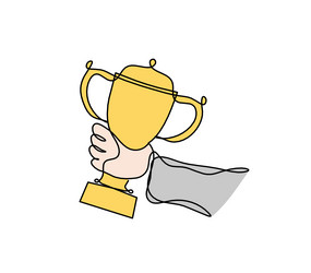 Abstract color cup with hand as continuous lines vector
