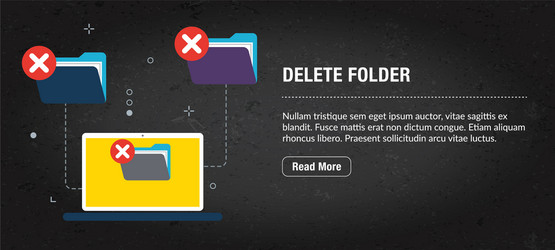 delete folder banner internet with icons vector image