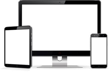 desktop computer tablet phone blank mock up vector image