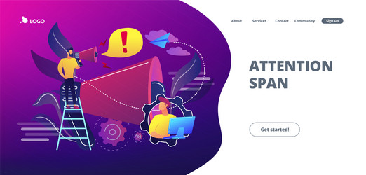 draw attention concept landing page vector